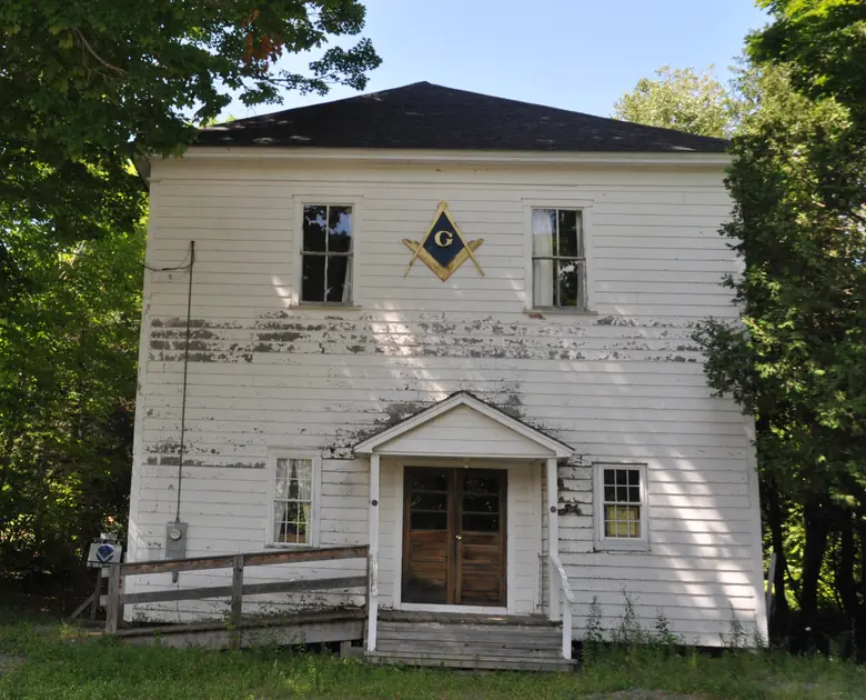 Exterior of a Masonic lodge building in Thorndike, Maine (not Meridian Lodge)