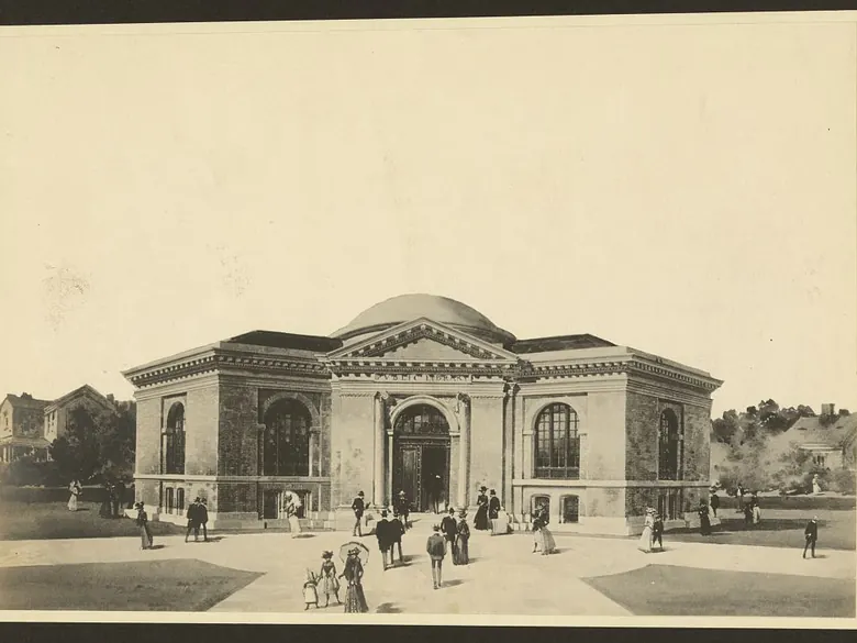 Architect's drawing of the Carnegie Library in Pittsfield, Maine, about 1904