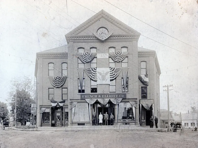 1916 photograph of a building in Guilford, Maine, that housed a Masonic hall